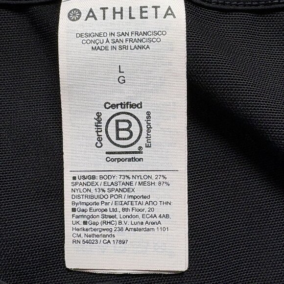 ATHLETA Women Crop Top Mesh Back Sleeveless Stretch Sz L Black Workout Gym 3-18 - Picture 6 of 10